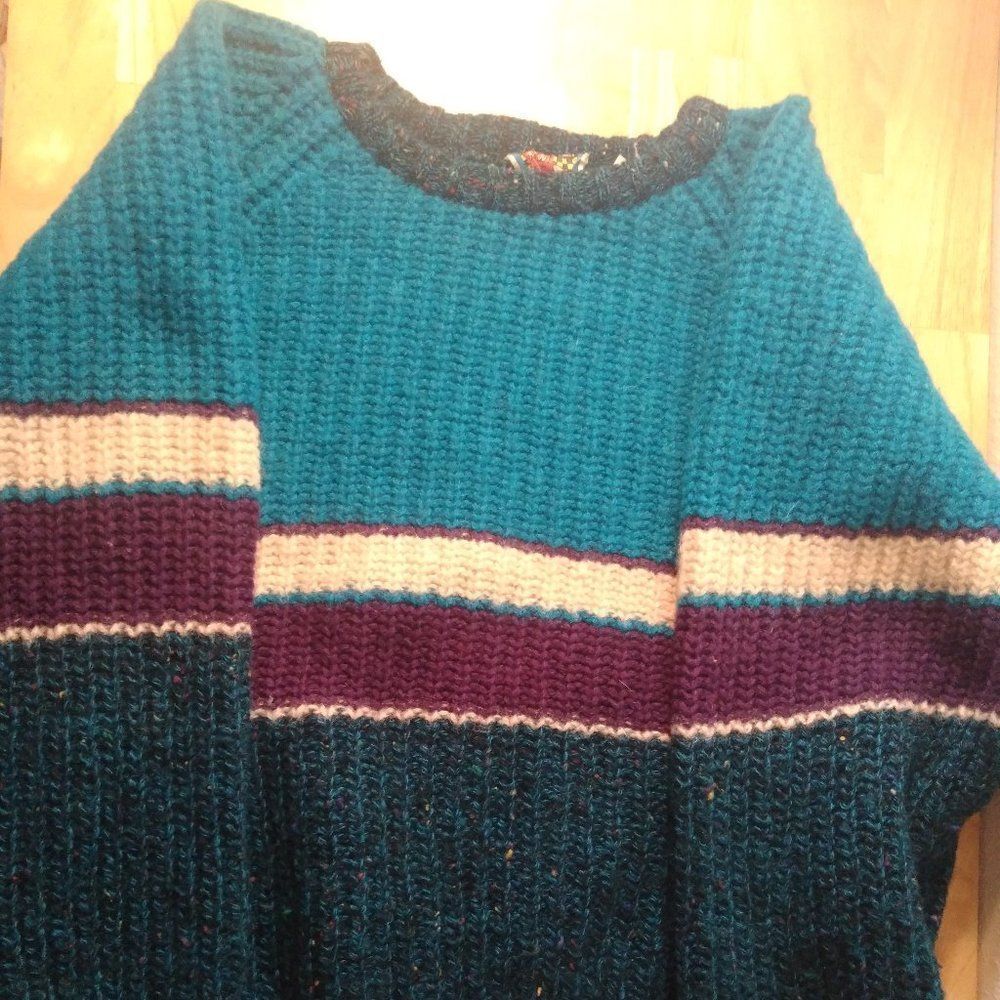 Vintage Concrete Wool Color Block Crewneck Sweater